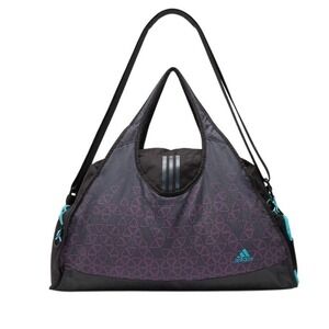 Adidas Climaproof Gym Bag Black Purple Teal Geometric Duffel Yoga Tote Strap